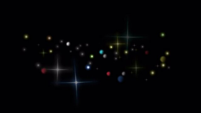 Animation white stars sparkles on black background.

