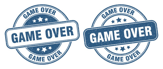game over stamp. game over label. round grunge sign