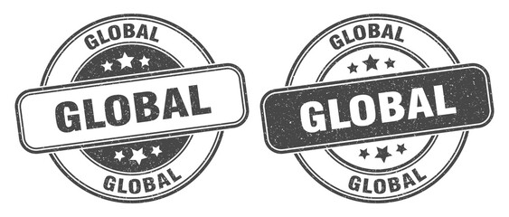 global stamp. global label. round grunge sign