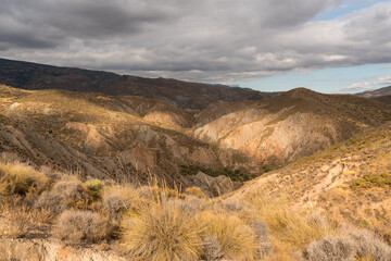 mountainous and eroded landscape in southern Spain