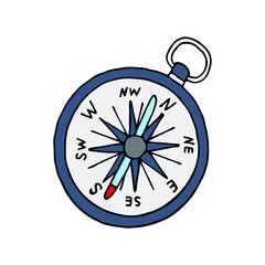 Vector drawing of a compass on a white background. Doodle sketch style.
