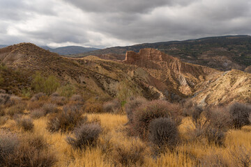 mountainous and eroded landscape in southern Spain