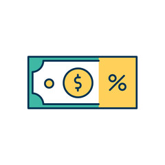 Sales revenue RGB color icon. Income from goods and services selling. Expenses, costs and taxes. Paying off debt. Percent sales growth. Service-based business. Isolated vector illustration