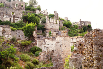 Fototapeta premium Ghost Town Kayakoy, Abandoned Greek village, Fethiye, Mugla, Turkey.