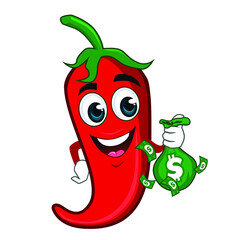 chili mascot cartoon in vector