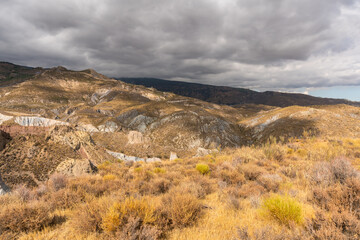 mountainous and eroded landscape in southern Spain