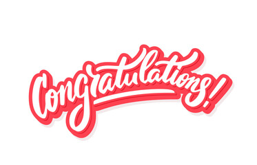 Congratulations. Vector hand drawn lettering card.