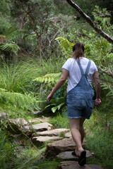 A woman walking in the garden