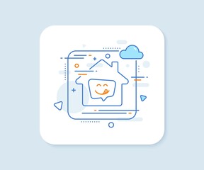 Yummy smile line icon. Abstract vector button. Emoticon with tongue sign. Speech bubble symbol. Yummy smile line icon. Home concept badge. Vector