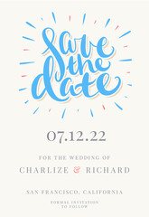 Save the date. Vector invitation.