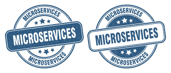 microservices stamp. microservices label. round grunge sign