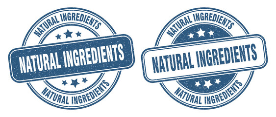 natural ingredients stamp. natural ingredients label. round grunge sign