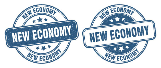 new economy stamp. new economy label. round grunge sign