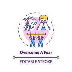 Overcome a fear concept icon. Family bonding tips. Afraid of changing lifestyle. Positive imagination idea thin line illustration. Vector isolated outline RGB color drawing. Editable stroke