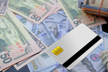 Holding credit card and finance and investment concept