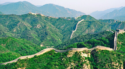 Great wall of China  Große Mauer bei Peking   Panorama 