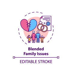 Blended family issues concept icon. Online family therapy types. Helping children to live without parents idea thin line illustration. Vector isolated outline RGB color drawing. Editable stroke