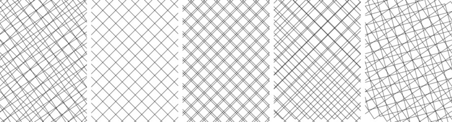 Abstract lined geometric background set. Minimalist black & white vector design. Monochrome squared 3d illustration