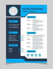 Cv,resume,curriculum vitae, Letterhead template in white,blue and gray Color For Multinational and corporate Company