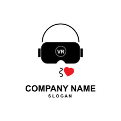 simple virtual reality cartoon icon vector logo