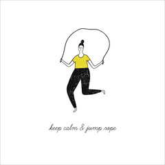 Illustration of a girl jumping rope. 