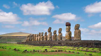 The ancient moai on Easter Island  of Chile