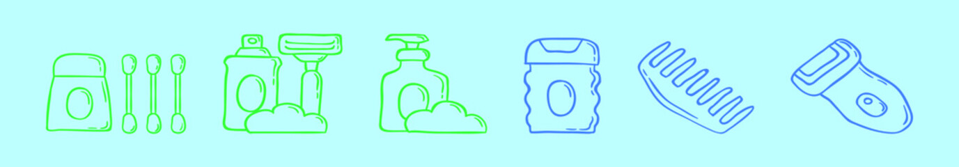 set of barbershop cartoon icon design template with various models. vector illustration isolated on blue background