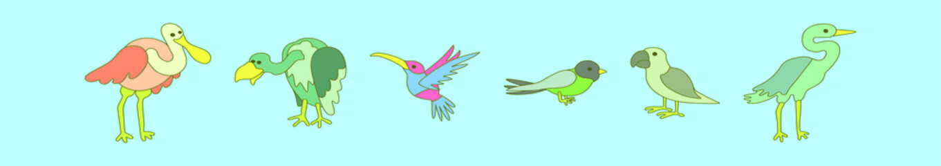 set of buzzard birds cartoon icon design template with various models. vector illustration isolated on blue background