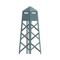 Tall Military Observation Tower as Structure Used in Army Vector Illustration