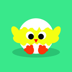 Chicken, vector children's drawing in flat style