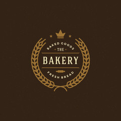 Bakery badge or label retro vector illustration. Ear wheat silhouette for bakehouse.