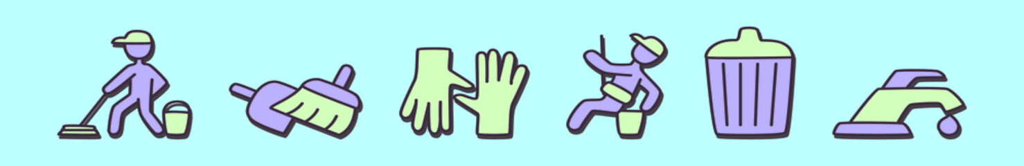 set of caretaker cartoon icon design template with various models. vector illustration isolated on blue background