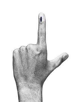 Indian male voter hand with voting ink sign of vote
