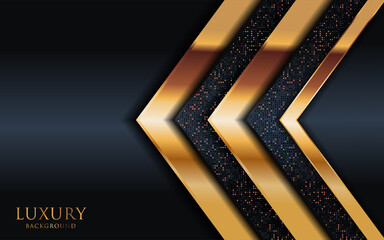 Abstract Black Background and Golden Lines Element Combination. Luxury Elegant Background Design.