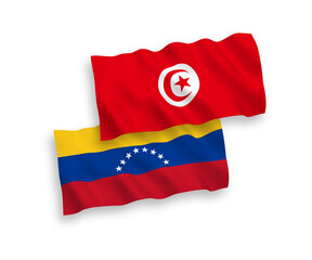 Flags of Venezuela and Republic of Tunisia on a white background