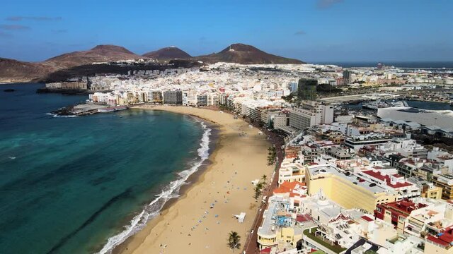 Las Palmas de Gran Canaria, the capital of the Canary Islands. Scenes from the famous beach Las Canteras