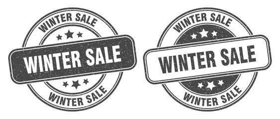 winter sale stamp. winter sale label. round grunge sign