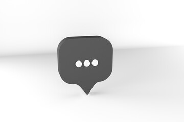 Typing in a chat bubble icon isolated on white background. comment sign symbol. minimal concept. 3d rendering
