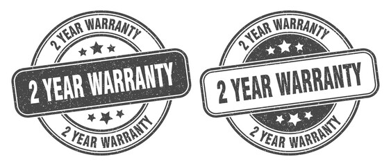 2 year warranty stamp. 2 year warranty label. round grunge sign