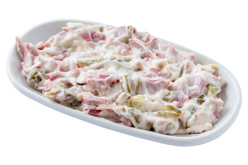 Italian salad appetizer (mezze) isolated on a white background. Healthy vegan food. Local name italyan salatası