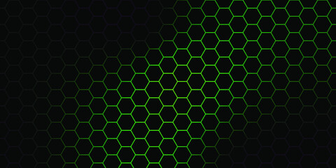 green light and black hexagon background