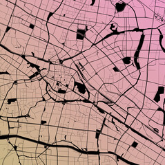 Changzhou, Jiangsu, China (CHN) - Urban vector city map with parks, rail and roads, highways, minimalist town plan design poster, city center, downtown, transit network, street blueprint © Ilya