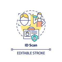 ID scan concept icon. Biometric information idea thin line illustration. Thumbprint and verification. Authentication and authorization. Vector isolated outline RGB color drawing. Editable stroke