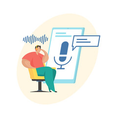Obraz na płótnie Canvas Podcast content listener concept. Flat vector illustration