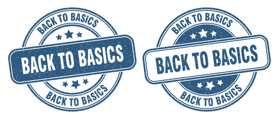 back to basics stamp. back to basics label. round grunge sign