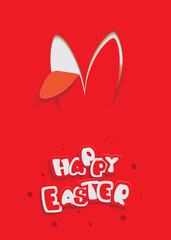 Easter Bunny card in paper cut style with text for seasonal Easter holidays greetings and invitations cards, vector illustration