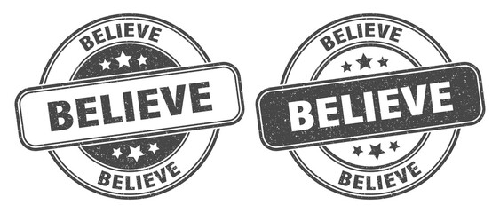 Obraz premium believe stamp. believe label. round grunge sign