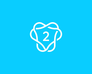 Number 2 logo icon design template. Creative linear wreath frame emblem sign logotype in modern minimal style.