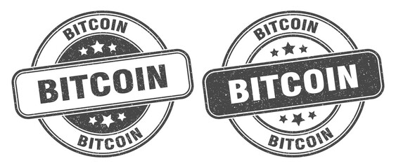 bitcoin stamp. bitcoin label. round grunge sign