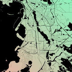 Kazan, Tatarstan, Russia (RUS) - Urban vector city map with parks, rail and roads, highways, minimalist town plan design poster, city center, downtown, transit network, street blueprint